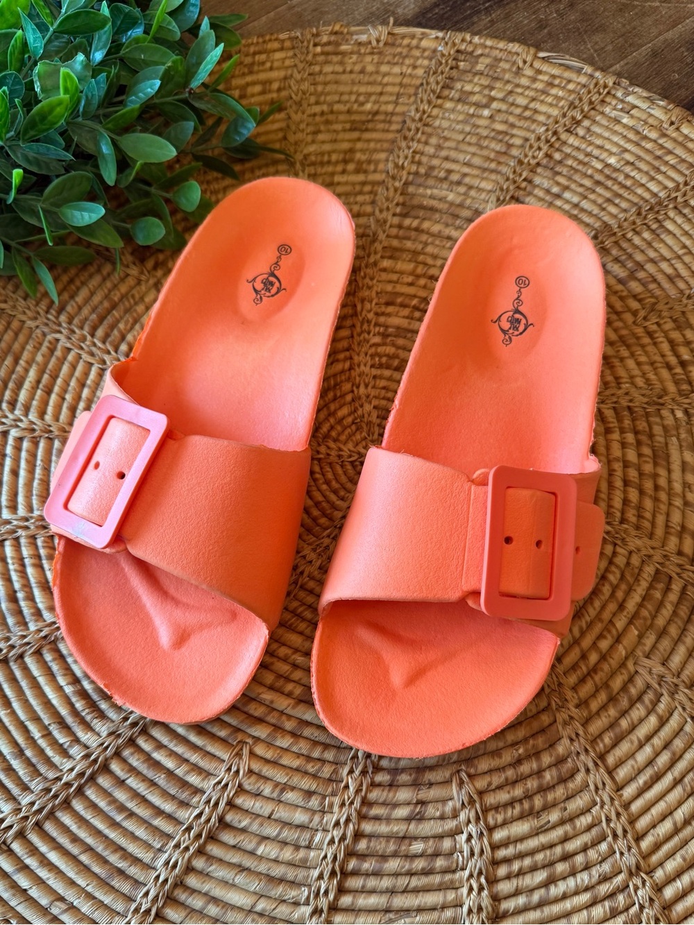 Soul Mates Orange Slide Sandals with Buckle